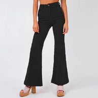 Damen weite High-Waist Flared Jeans WW