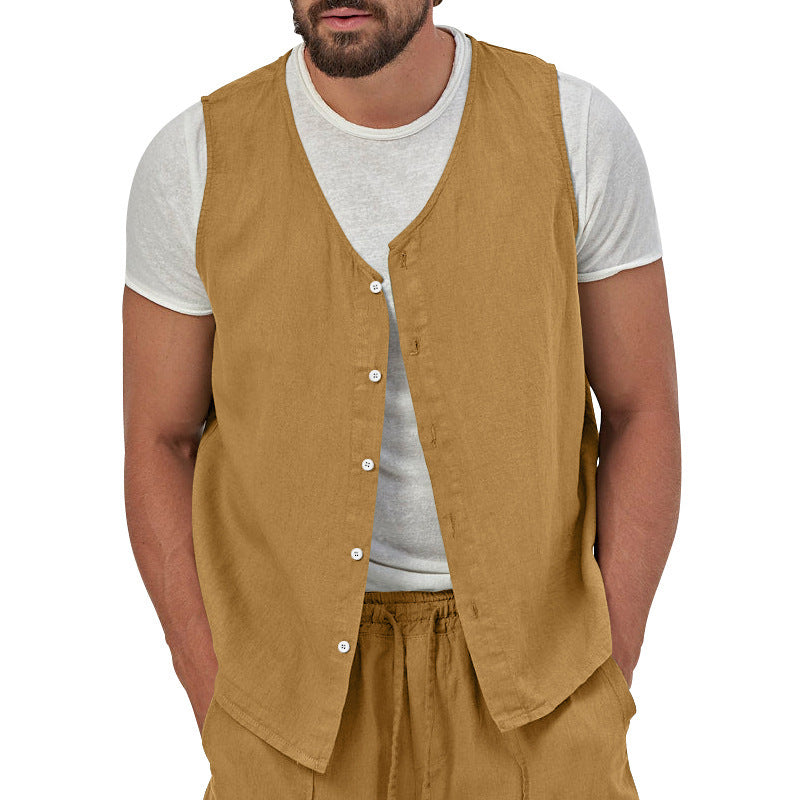 Herren ärmellose Weste mit Knopfleiste und bequemem Design WW
