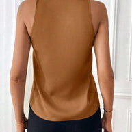 Damen elegantes Seidentop mit V-Ausschnitt und figurbetontem Schnitt WW