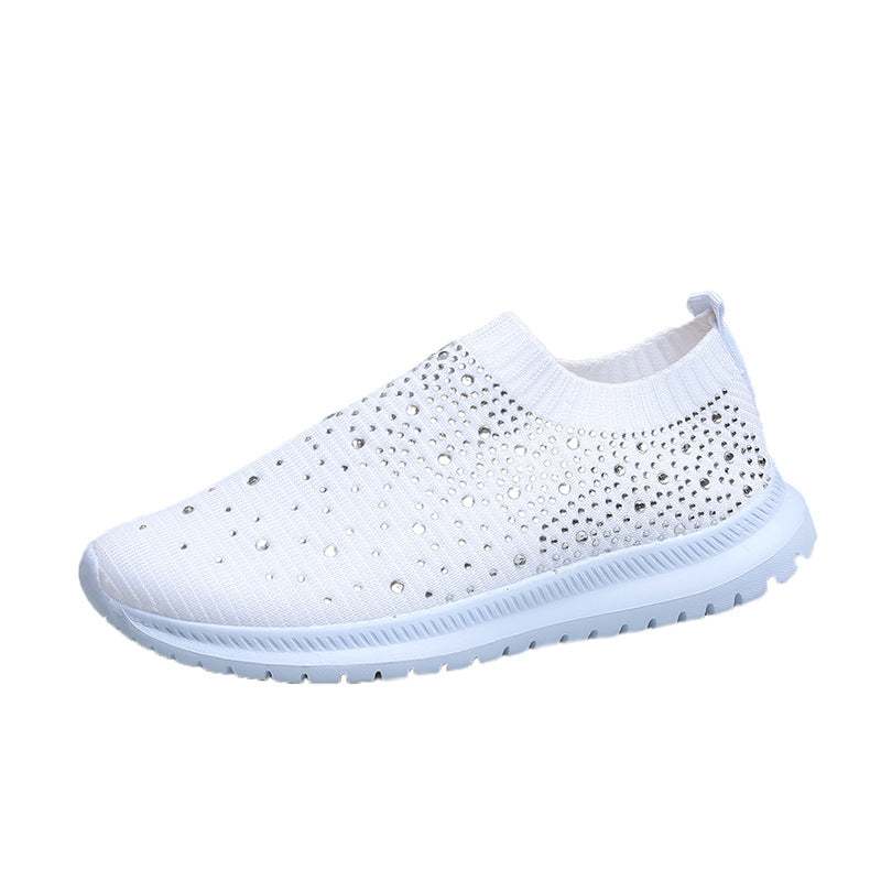 Damen Sneakers mit funkelnden Strass-Applikationen und elastischem Strick-Obermaterial WW