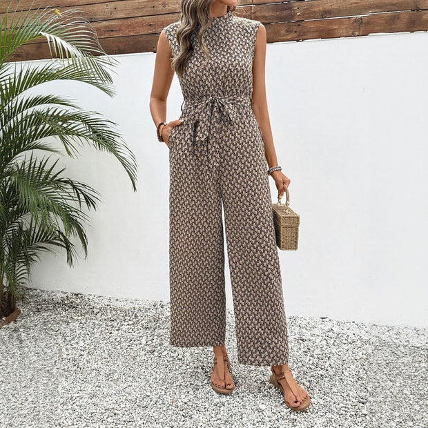 Damen Jumpsuit mit elegantem Knoten und floralem Design WW