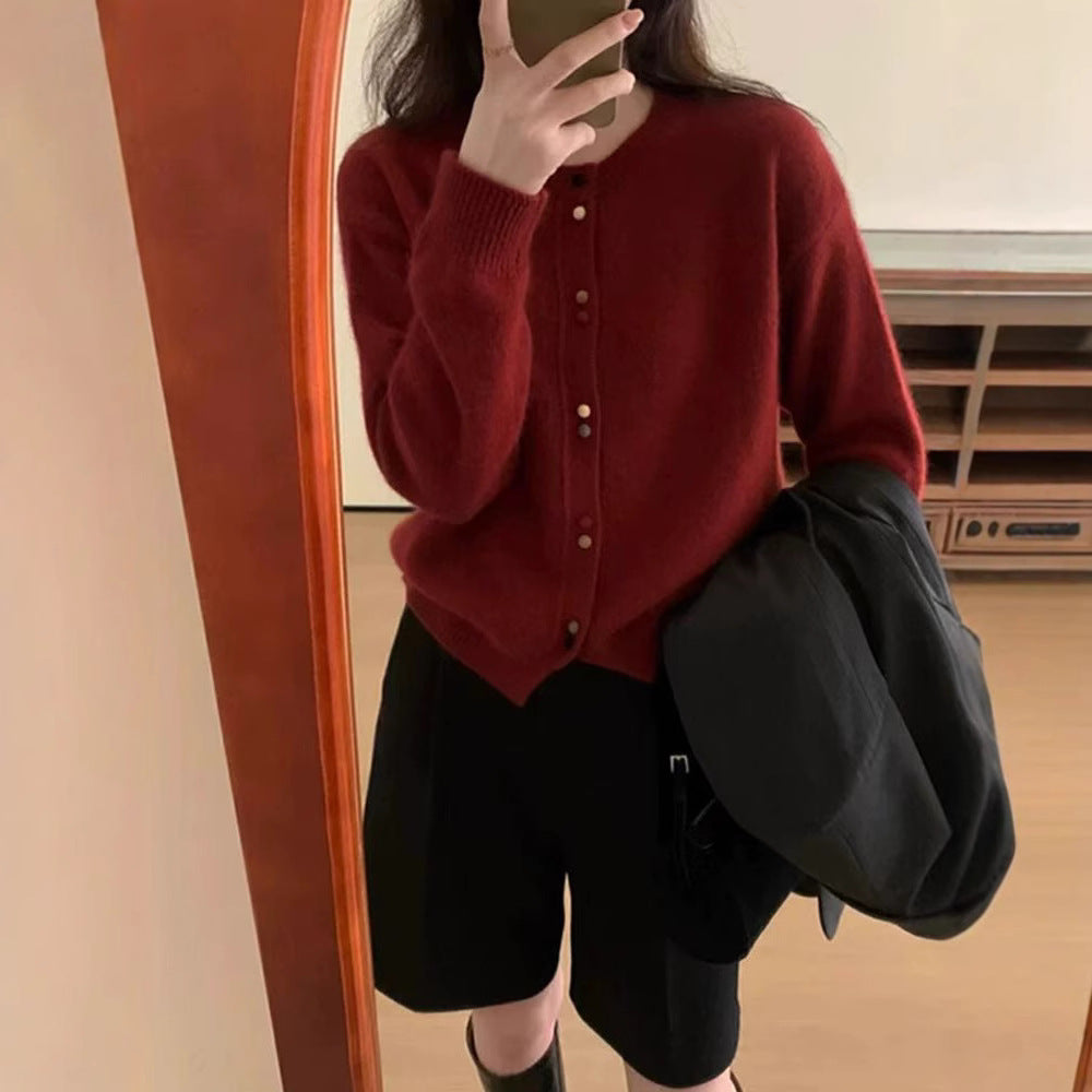 Damen Strickjacke mit dekorativen Knopfakzenten und weichem Material WW