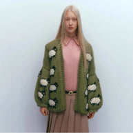 Damen Strickjacke mit einzigartigem Schafdesign und lässigem Schnitt WW