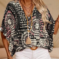 Damen Bequemes T-Shirt mit etnischem Muster WW