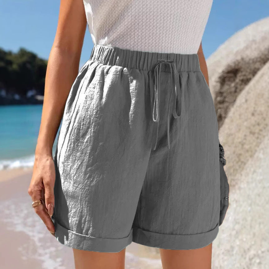 Damen Luftige Sommershorts mit elastischem Bund und Kordelzug WW