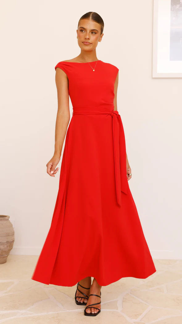 Damen Maxikleid mit asymmetrischem Schnitt und eleganter Drapierung W&W Mode