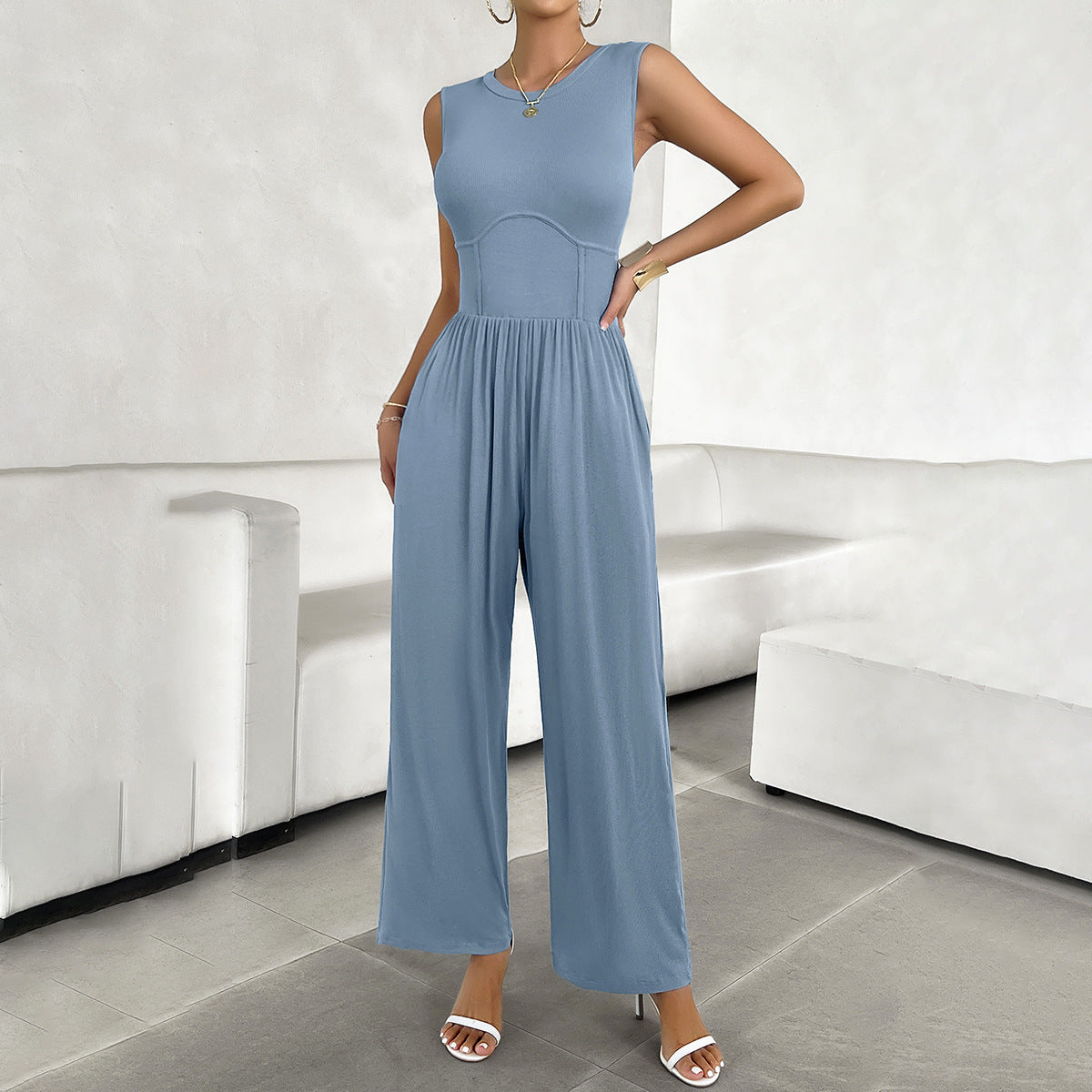 Damen eleganter Jumpsuit mit weitem Schnitt und figurschmeichelndem Design WW