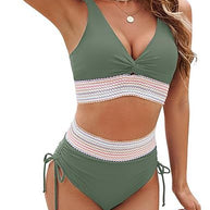 Damen Hochgeschnittener Verstellbarer Bikini Set mit Stilvollem Design WW