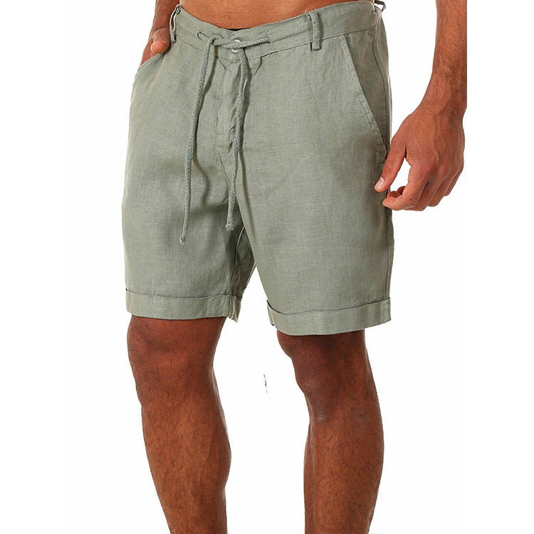 Herren lässige Leinenkurze Shorts mit verstellbarem Bund und praktischen Taschen W&W Mode