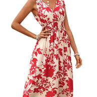 Damen Midikleid mit floralem Design und elastischem Taillenzug WW