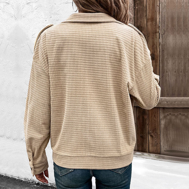 Damen gestepptes Freizeitjacke mit praktischen Taschen und hohem Kragen WW