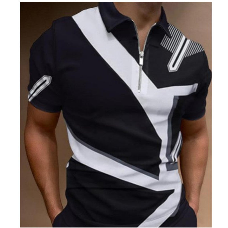 Herren Poloshirt mit maritimem Motiv und modernem Reißverschluss WW