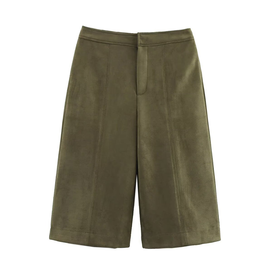 Damen weite Culotte mit eleganter Veloursstruktur und praktischen Taschen WW