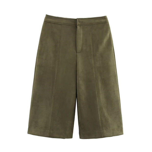 Damen weite Culotte mit eleganter Veloursstruktur und praktischen Taschen WW