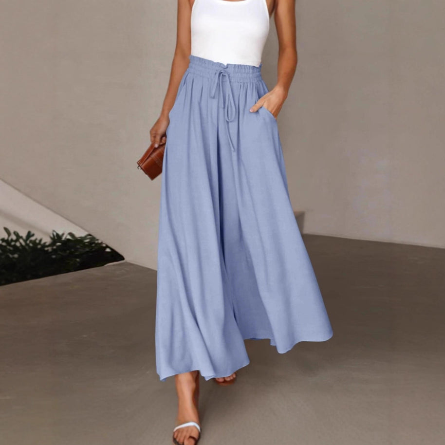 Damen weite Hose mit elastischem Bund und Taschen WW