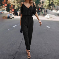 Damen Eleganter Overall mit rüschendetails und praktischem Gummizug W&W
