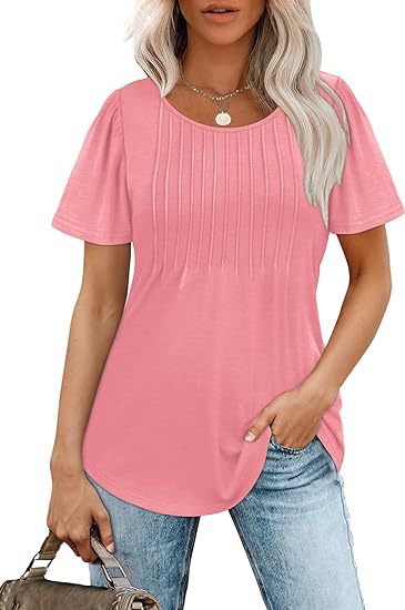 Damen Sommer T-Shirt mit Falten-Design WW