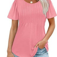Damen Sommer T-Shirt mit Falten-Design WW
