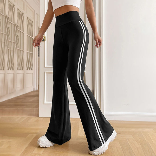 Damen Flared Sportleggings mit hohem Bund und seitlichen Streifen W&W