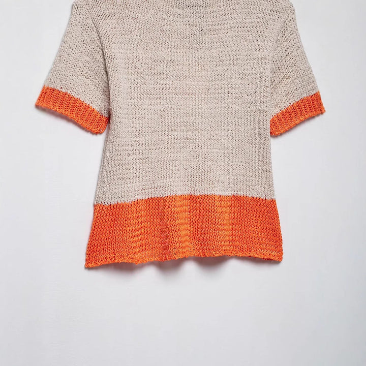 Damen Stricktop mit kontrastierenden Farbakzenten und lockerer Passform W&W Mode