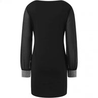 Damen Abendkleid mit transparenten Ärmeln und elegantem V-Ausschnitt WW