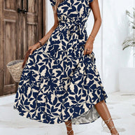 Damen lässiges Midi-Kleid mit Rüschen und floralem Muster WW