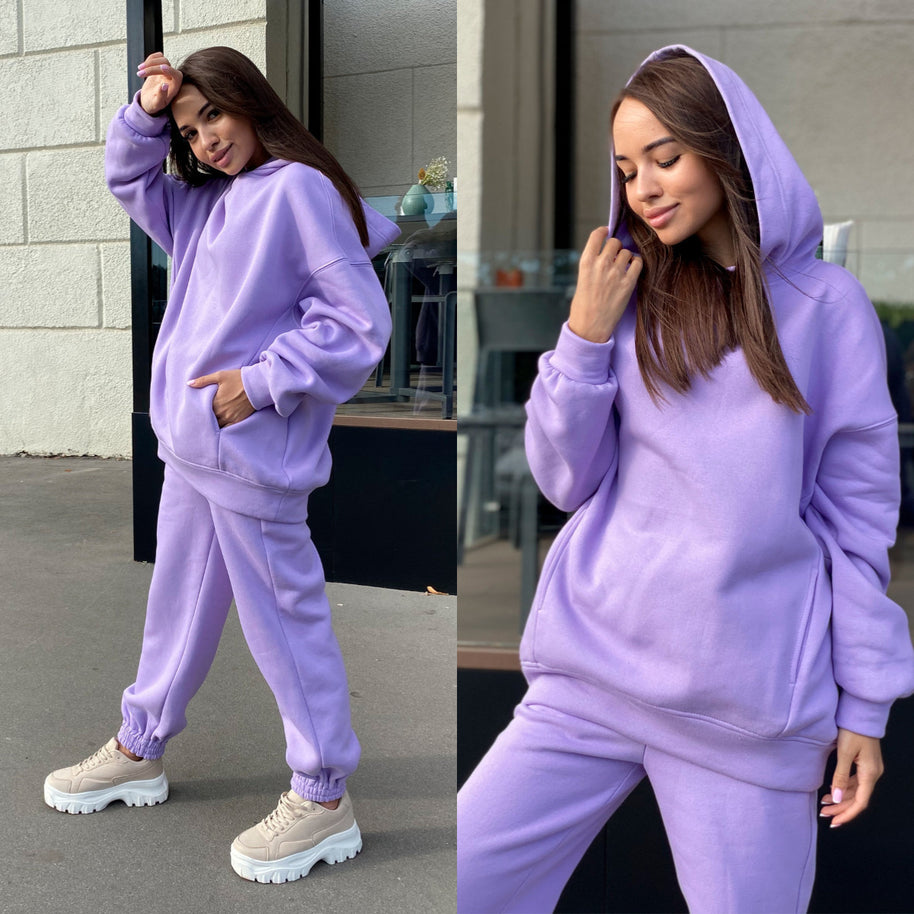 Damen Sportliches Hoodie- und Jogginghosen-Set im lässigen Design mit Kapuze WW
