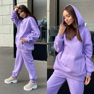 Damen Sportliches Hoodie- und Jogginghosen-Set im lässigen Design mit Kapuze WW