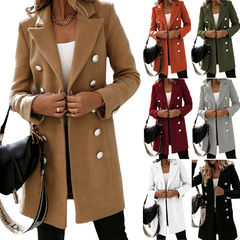Damen modischer Blazer mit Doppelknebel und eleganten Knöpfen WW