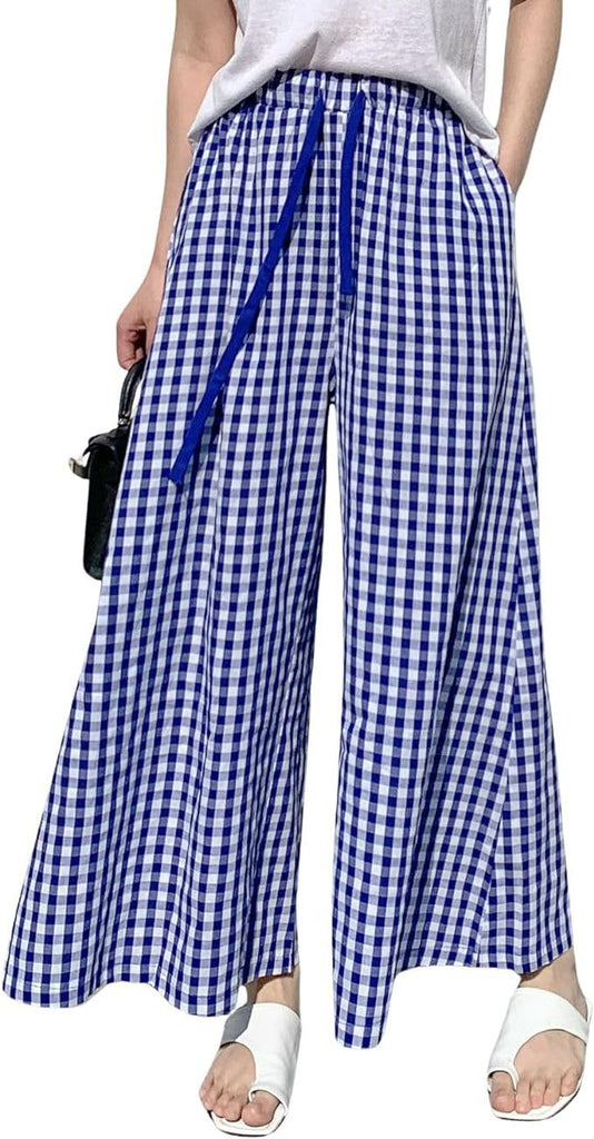 Damen Weite Karottenhose mit elastischem Bund und Bindegürtel WW