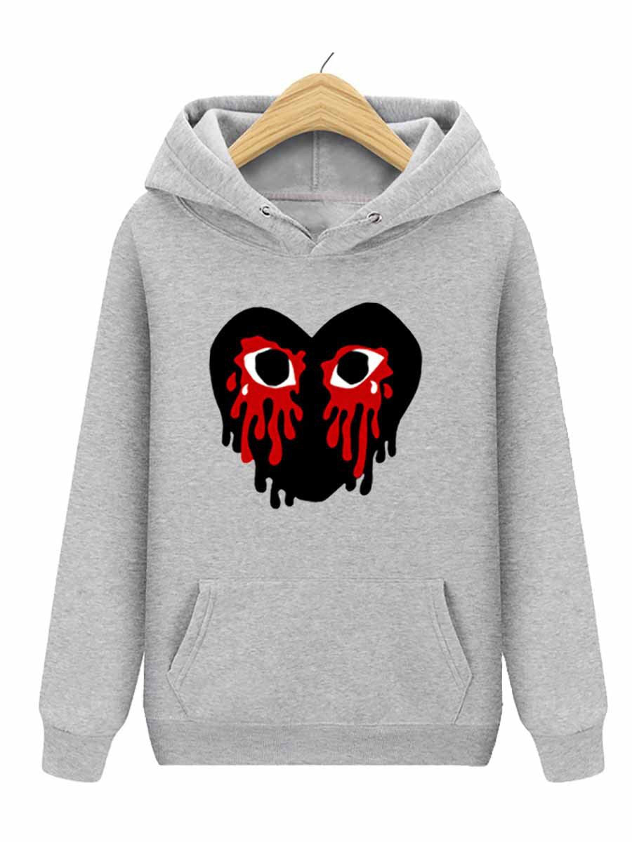 Damen Sportlicher Kapuzenpullover mit kreativem Herzmotiv WW