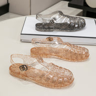 Damen Glitzernde Freizeit-Sandalen im Riemchen-Stil mit verstellbarem Verschluss WW