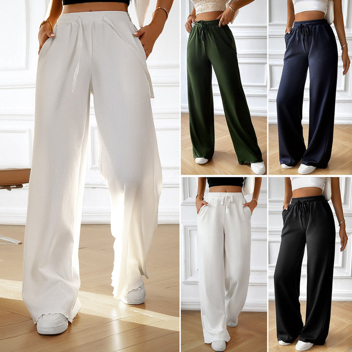 Damen weite Sommerhose mit elastischem Bund und seitlichen Eingrifftaschen W&W Mode