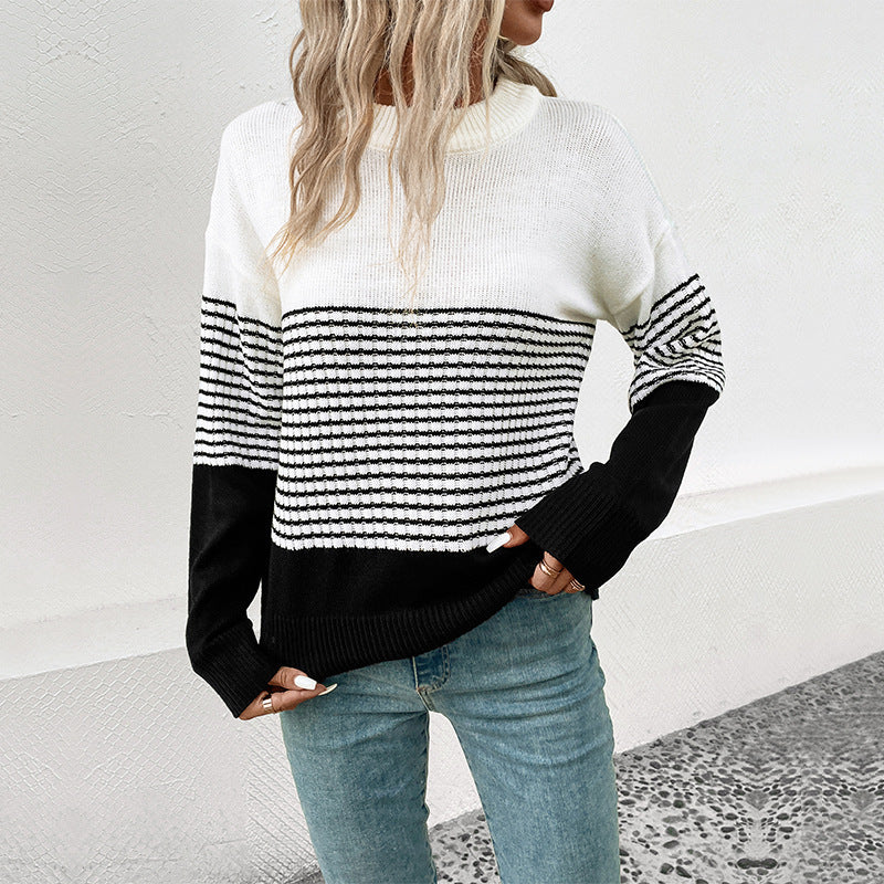 Damen Strickpullover mit modernem Muster und lässigem Schnitt WW