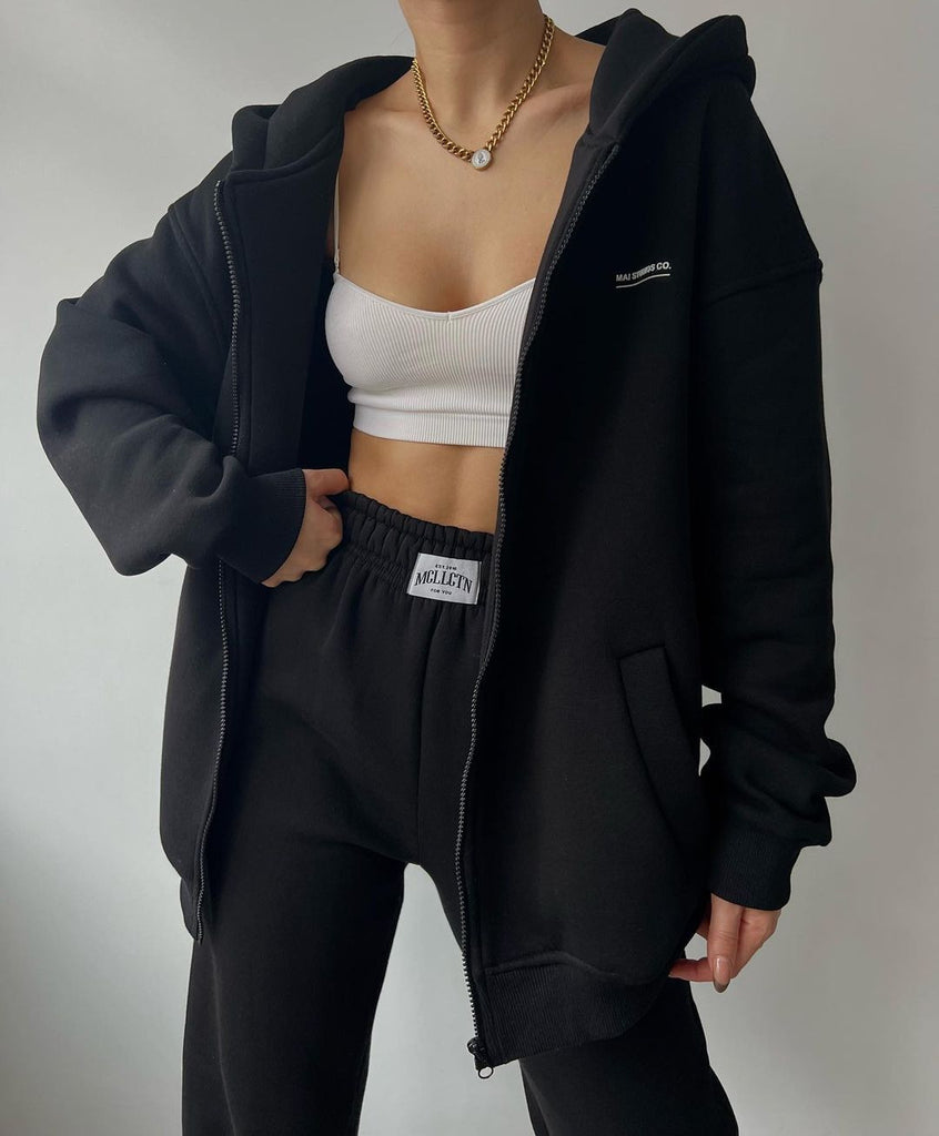 Damen lässiger Oversized Hoodie mit durchgehendem Reißverschluss und praktischen Kängurutaschen WW