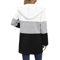 Damen modische Kapuzensweatjacke mit Farbblockdesign und bequemer Passform WW
