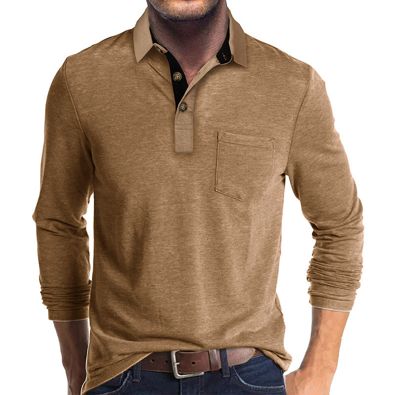 Herren Poloshirt mit langen Ärmeln und Brusttasche WW