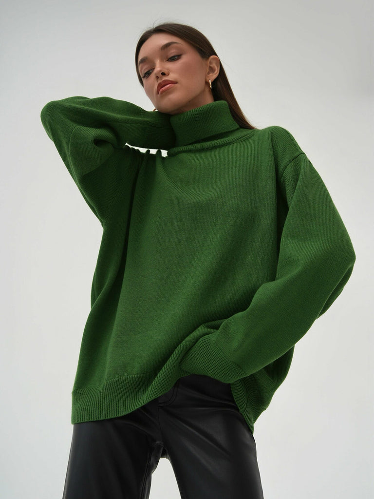Damen Oversized Pullover mit hochgeschlossenem Kragen WW