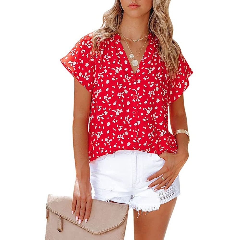 Damen lässiges Baumwollblusenshirt mit modernem Punkte-Design WW