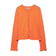 Femme Rüschensaum Knopfleiste Cardigan WW