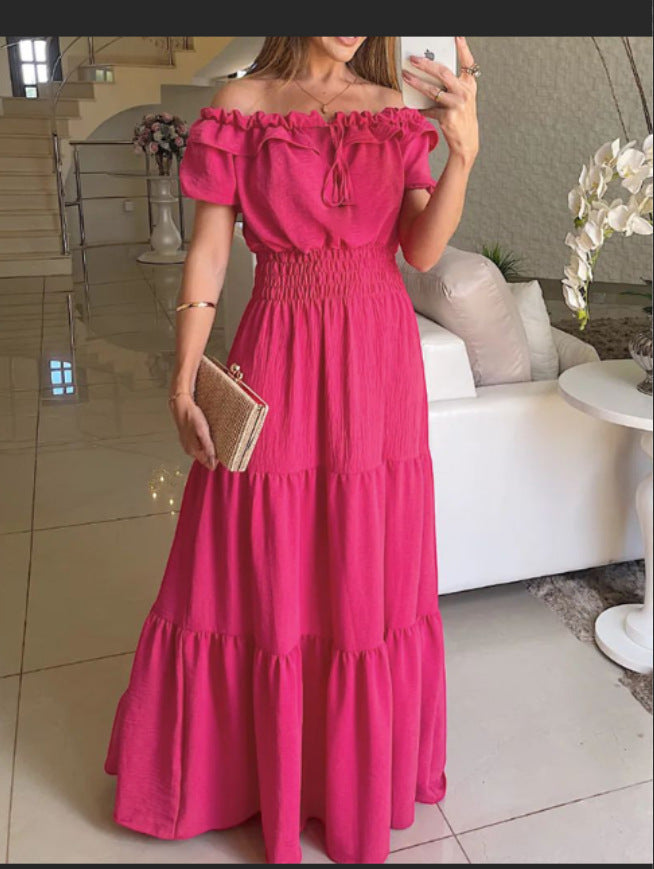 Damen Maxikleid mit Off-Shoulder Design und Volant-Ärmeln WW