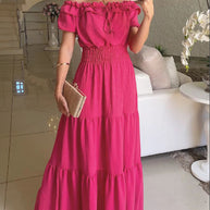 Damen Maxikleid mit Off-Shoulder Design und Volant-Ärmeln WW