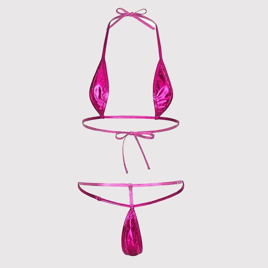 Damen Bikini-Set mit glänzendem Design und verstellbaren Trägern W&W