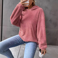 Damen Kuscheliger Hoodie mit Peter Pan Kragen WW