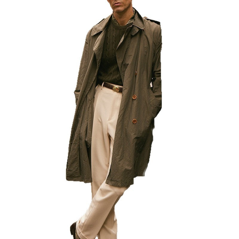 Herren Lange Trenchcoat im klassischen Stil mit praktischen Taschen WW