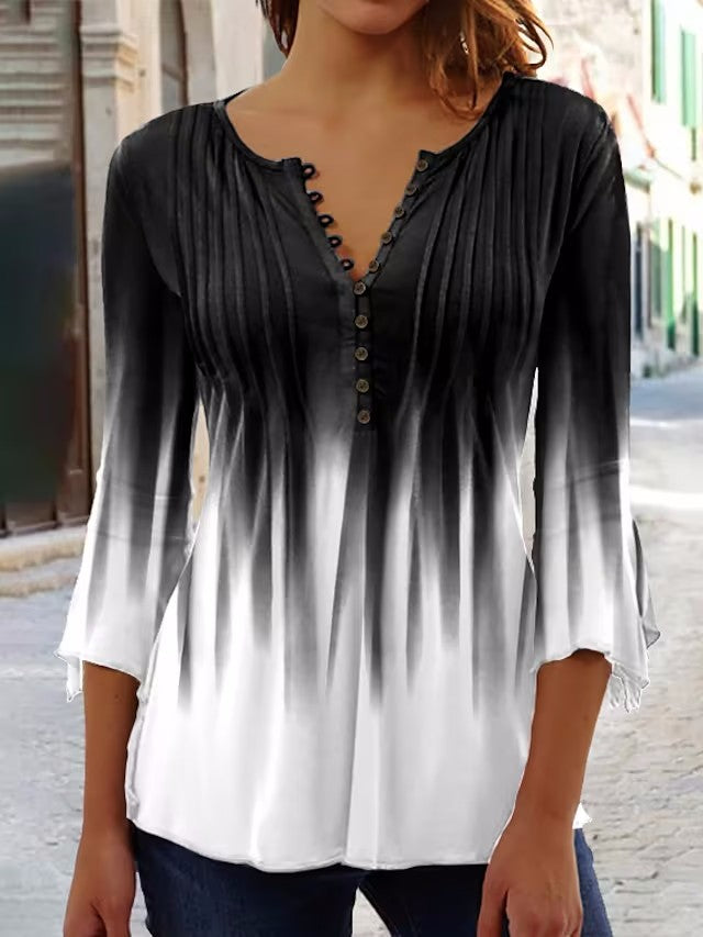 Damen Bluse mit Ombre-Effekt und Knopfleiste WW