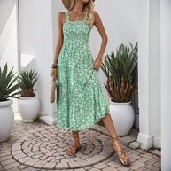 Damen Boho Maxikleid mit verstellbaren Trägern und floralem Design WW