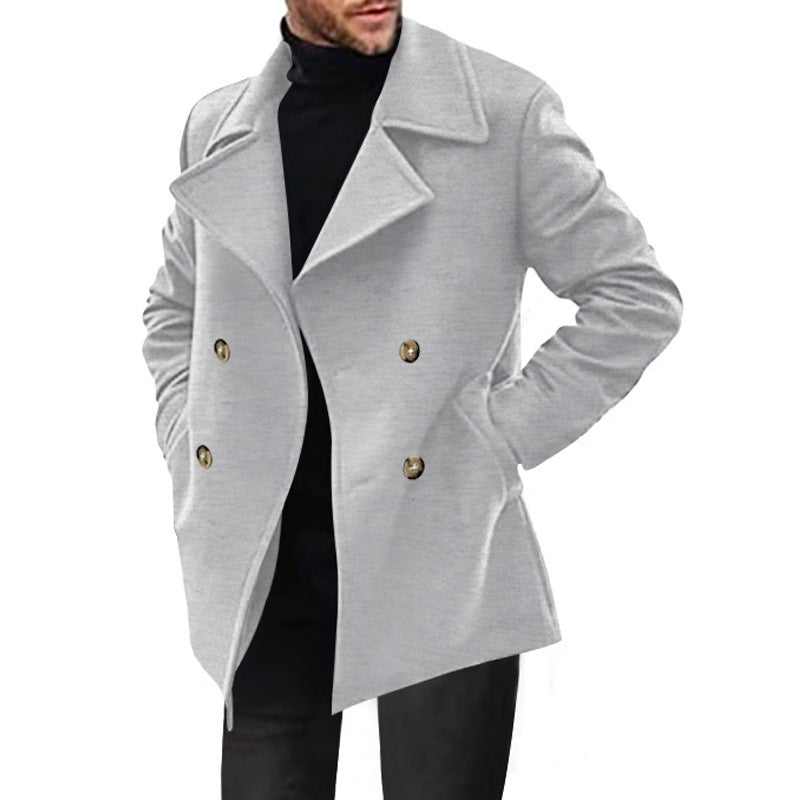 Herren Designer Wollmantel mit doppelter Knopfleiste WW