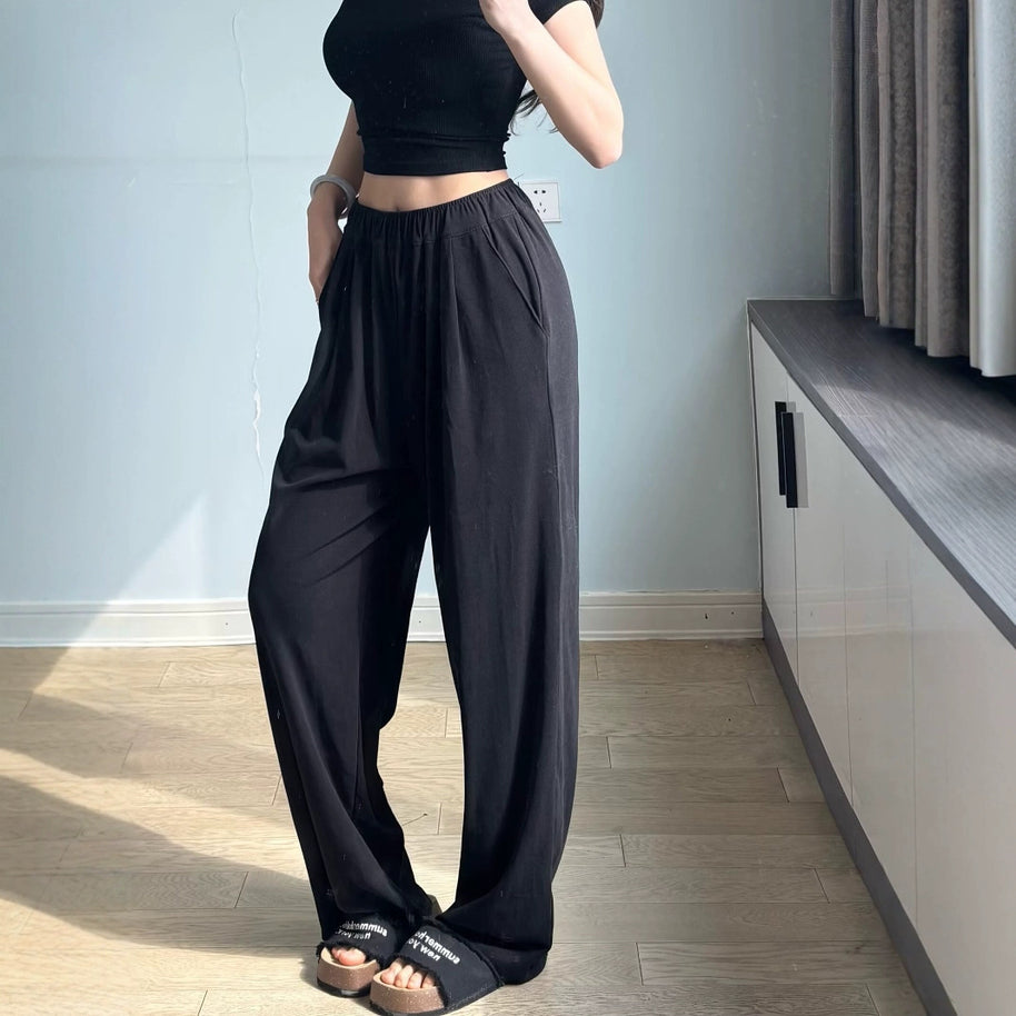 Damen Weite Chino-Hose mit elastischem Bund WW