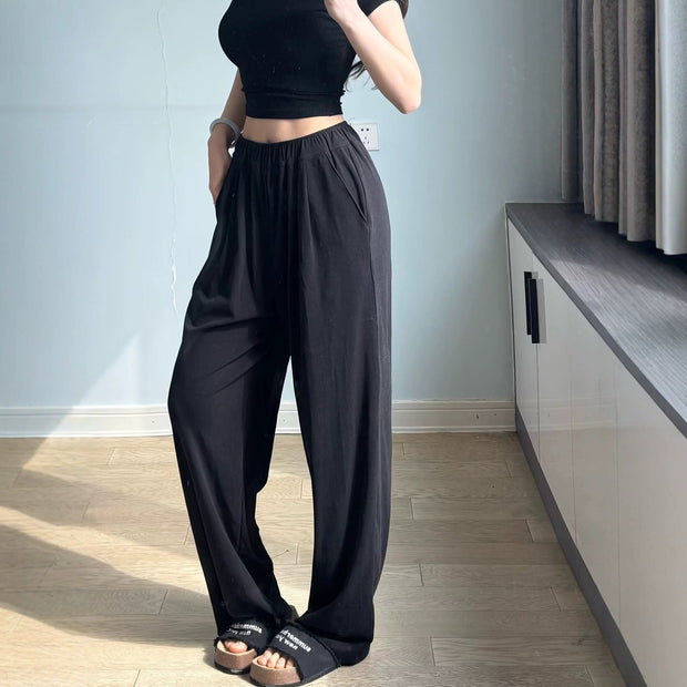 Damen Weite Chino-Hose mit elastischem Bund WW